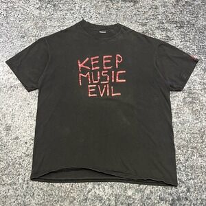 VTG The Fatima Mansions Keep Music Evil T Shirt Mens XL Black Rock Music USA 90s